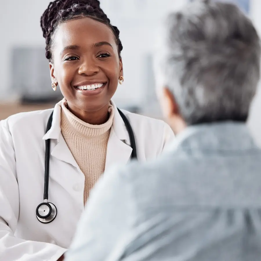 Doctor discussing treatment and clinical trial participation for obstructive sleep apnea with a patient at Equity Medical