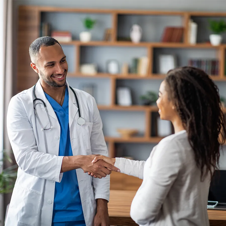 Doctor speaking with patient about epilepsy clinical trials and next steps for participation through Equity Medical
