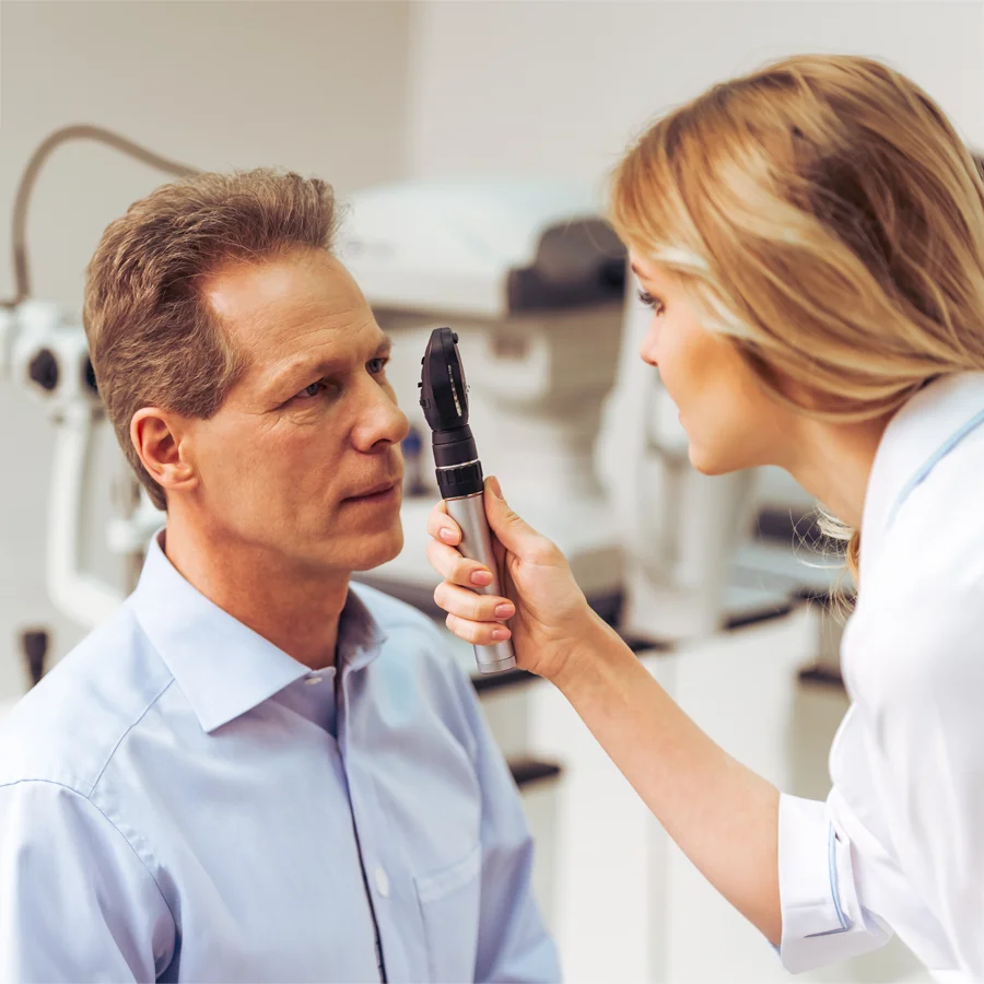 Glaucoma screening exam for clinical trials at Equity Medical.