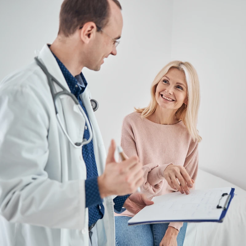 Patient discussing a clinical trial referral with an Equity Medical research provider